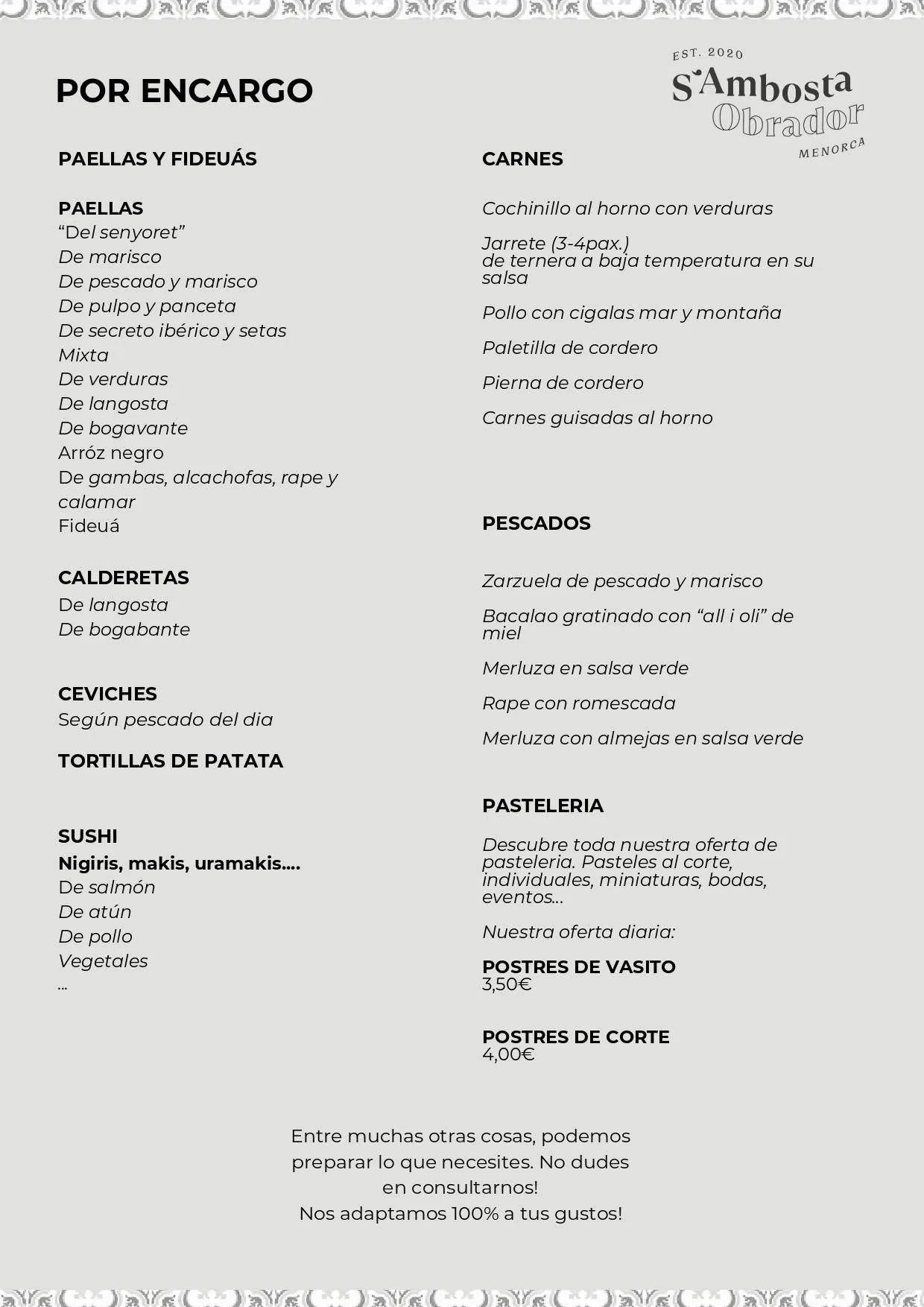 Carta por encargo de S'Ambosta Obrador